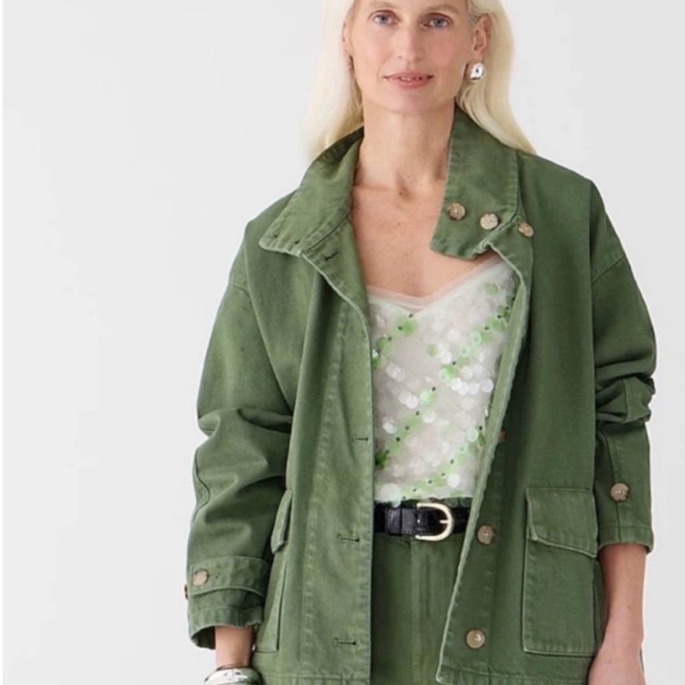 J. Crew funnel neck field jacket in heavy twill Women's Utility Jacket medium